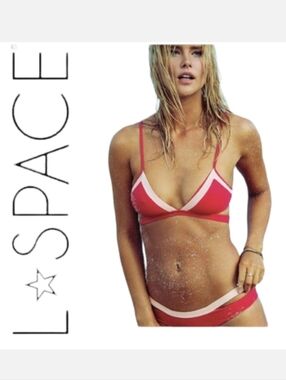 L*Space 2-tone Wrap Style Bikini in Platinum Geranium Sz M-L